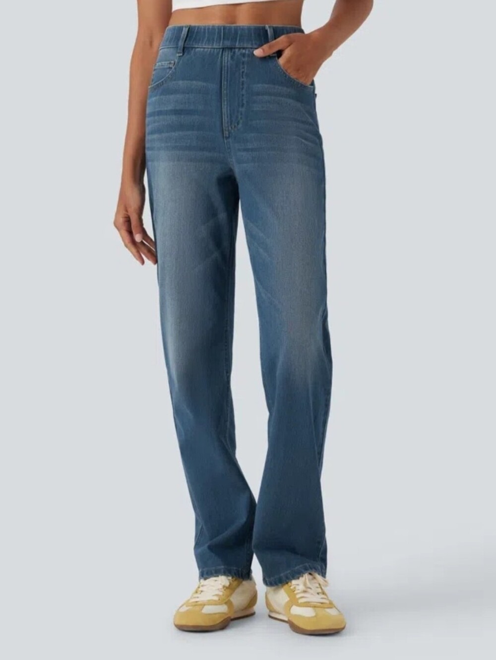 Halara L Regular High Stretch Denim Jeans Women’s Blue Slim Straight